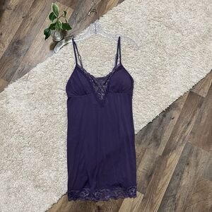 Victoria's Secret Medium Purple Lace V-Neck Mini Nightie Chemise Nightgown